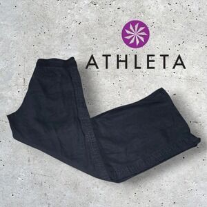 Athleta Cabo Linen Textured Wide Leg Pant Navy 4 x 30" Inseam